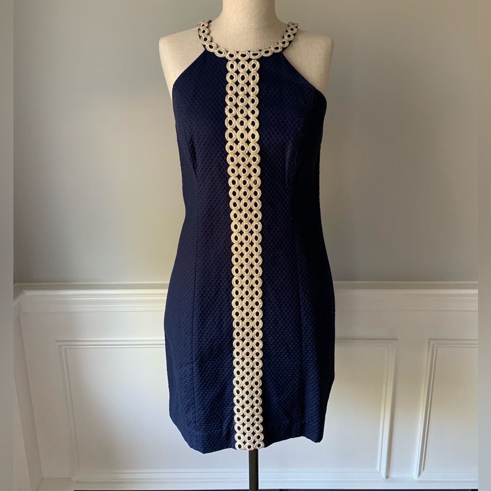 Lilly Pulitzer Navy and Gold detail Shift Dress